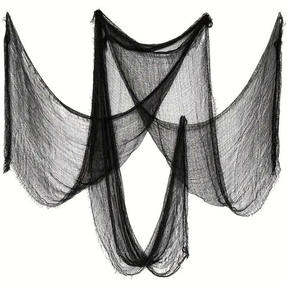 1pc Halloween Black Creepy Cloth - Spooky Fabric Decoration for Haunted House